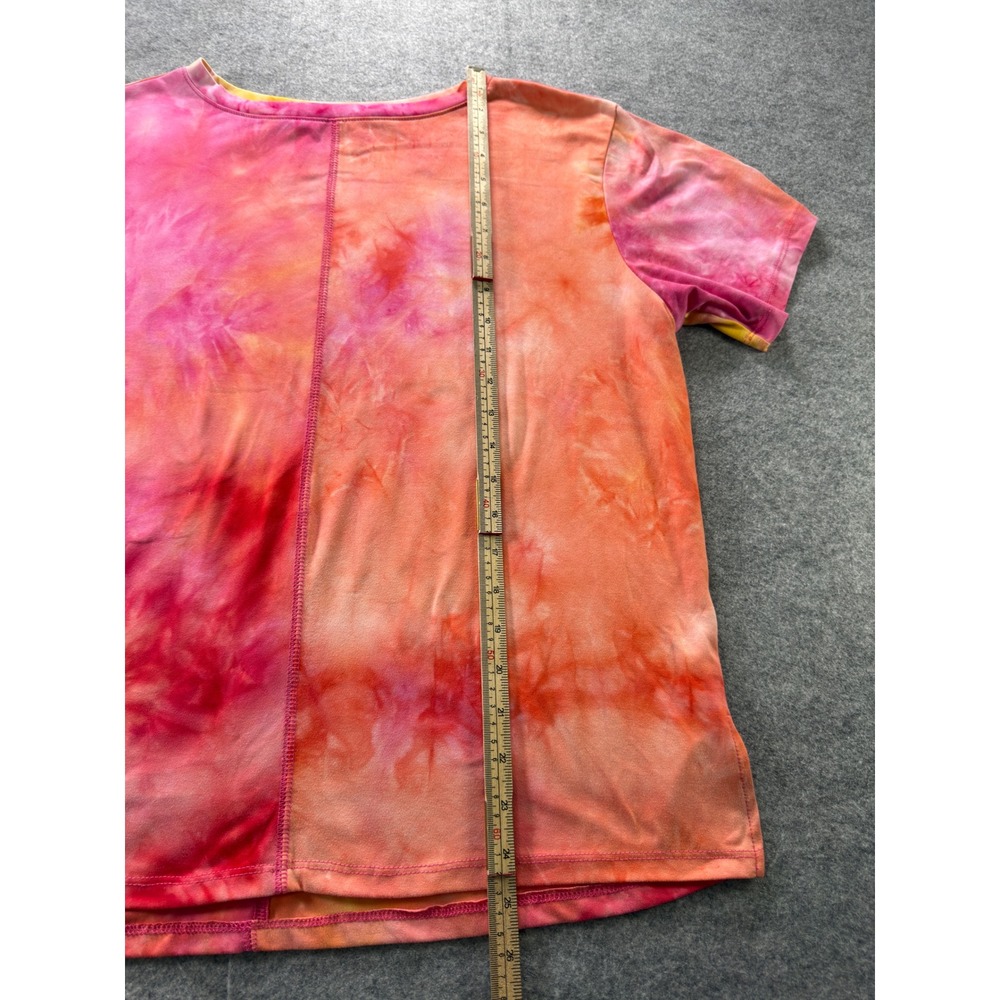 Zella Tie-Dye T-Shirt Womens XL Pink Orange Short Sleeve Athleisure Tee - Picture 4 of 9